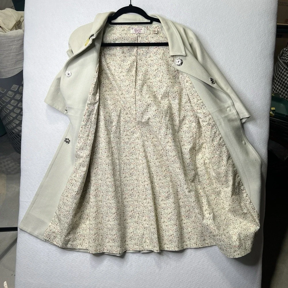 Original Penguin Silk Wool Cotton Zip Coat Jacket Cream Floral Lined Sz‎ 4 Prep